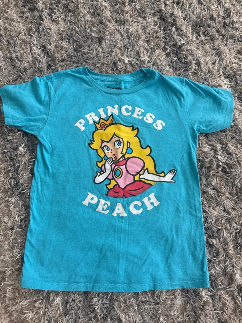 Princess Peach Graphic Tee - Turquoise Kids Short Sleeve Shirt